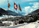 13293672 Davos Platz GR Gesamtansicht Mit Alpenpanorama Im Winter Fahnen Davos P - Other & Unclassified