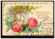 Prägekarte Tiere: Taubenpaar Mit Rosen, WILLICH 15.12.1902 Nach VORST 16.12.02 - Oiseaux