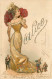 PRENOM - Alice, Femme Style Art Nouveau, Carte Illusrée, Paillettes. - Nombres