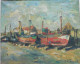 ROTSAERT Jules - Schilderij O/D Peinture HST Painting MARINE Zeilschepen Schepen Kade Landschap Brugse School Brugge - Olieverf