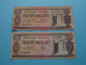 2 X 20 Dollars () Bank Of Guyana ( For Grade, Please See Photo ) Circulated ! - Guyana