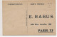 CARTE POSTALE Publicité Pour L'éditeur RABUS A  Paris Rue Amelot - Bon état (traces) - Publicidad