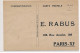 CARTE POSTALE Publicité Pour L'éditeur RABUS A  Paris Rue Amelot - Bon état (traces) - Reclame