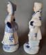 Delcampe - Lot De 12 Figurines En Porcelaine Vitrifiée Et Une Non Vitrifiée, Style Victorien, Blanche Et Bleue - Autres & Non Classés