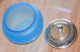 -SUCRIER CONFITURIER POT BISCUIT POT COUVERT PATE DE VERRE BLEUE Bullée      E - Vetro & Cristallo