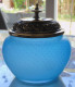 Delcampe - -SUCRIER CONFITURIER POT BISCUIT POT COUVERT PATE DE VERRE BLEUE Bullée      E - Glas & Kristal