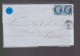 2  Timbres  Napoléon III   N° 14  20 C Bleu   Sur Lettre  Départ Cherbourg   Pc  842    Destination Paris  1857 - 1853-1860 Napoleon III