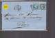 2  Timbres  Napoléon III   N° 14  20 C Bleu   Sur Lettre  Départ Montpellier Pc 2128    Destination Paris  1858 - 1853-1860 Napoléon III.