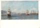 Navigation Sailing Vessels & Boats Themed Postcard Russia Painting Sail Warships Fleet In Harbour - Sailing Vessels