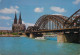 Navigation Sailing Vessels & Boats Themed Postcard Koln Am Rhein Dom Und Hohenzollernbrucke - Sailing Vessels