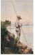 Navigation Sailing Vessels & Boats Themed Postcard Pecheur A La Ligne Vevey - Voiliers