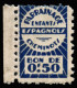 Francia. Parrainage Enfants Espagnols. Cheminots. Bon De 0.50 F. Color Azul. Borde De Hoja. No Catalogada. Muy Rara. - Verschlussmarken Bürgerkrieg