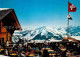 12875572 Leysin La Berneuse Bergrestaurant Terrasse Alpenpanorama Schweizer Flag - Otros & Sin Clasificación