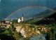 12840560 Bad Scuol Blick Ueber Den Fluss Zur Kirche Regenbogen Alpen Scuol - Autres & Non Classés