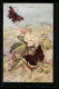 AK Schmetterlinge Mit Orangener Und Schwarzer Färbung Auf Beerenstrauch Mit Blüten, Comma, Camberwell Beauty  - Insetti
