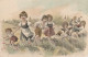 CE28 -  SCENE CHAMPETRE - GROUPE D' ENFANTS DANS LES PRES - VIENNOISE - ILLUSTRATEUR  - 2 SCANS - Taferelen En Landschappen