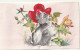 CE 32-  CARTE SYSTEME POP UP - CHAT , CHATON AU MILIEU DE FLEURS , ROSES - ILLUSTRATEUR ST. JUSTH. - Chats