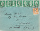 Tarifs Postaux Etranger Du 01-04-1924 (12) Pasteur N° 170 10 C. X 7 + 5 C. Semeuse  Lettre 20 G. 21-06-1925 - 1922-26 Pasteur