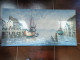 Tableau Gouache  Sur Toile Au Couteau Signé Florence - Vue De Port 120 X 60 Cm - Estampas