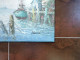 Tableau Gouache  Sur Toile Au Couteau Signé Florence - Vue De Port 120 X 60 Cm - Waterverf