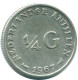 1/4 GULDEN 1967 NIEDERLÄNDISCHE ANTILLEN SILBER Koloniale Münze #NL11484.4.D.A - Netherlands Antilles
