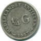 1/4 GULDEN 1957 ANTILLES NÉERLANDAISES ARGENT Colonial Pièce #NL11008.4.F.A - Netherlands Antilles