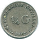 1/4 GULDEN 1963 ANTILLAS NEERLANDESAS PLATA Colonial Moneda #NL11214.4.E.A - Netherlands Antilles