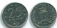 25 CENTS 1971 ANTILLES NÉERLANDAISES Nickel Colonial Pièce #S11481.F.A - Nederlandse Antillen