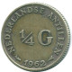 1/4 GULDEN 1962 NETHERLANDS ANTILLES SILVER Colonial Coin #NL11151.4.U.A - Netherlands Antilles