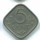 5 CENTS 1974 NETHERLANDS ANTILLES Nickel Colonial Coin #S12221.U.A - Nederlandse Antillen