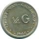 1/4 GULDEN 1944 CURACAO Netherlands SILVER Colonial Coin #NL10641.4.U.A - Curaçao