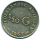 1/10 GULDEN 1957 NIEDERLÄNDISCHE ANTILLEN SILBER Koloniale Münze #NL12176.3.D.A - Netherlands Antilles