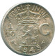 1/10 GULDEN 1945 P NETHERLANDS EAST INDIES SILVER Colonial Coin #NL14156.3.U.A - Nederlands-Indië