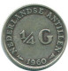 1/4 GULDEN 1960 NIEDERLÄNDISCHE ANTILLEN SILBER Koloniale Münze #NL11096.4.D.A - Antille Olandesi