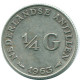 1/4 GULDEN 1963 ANTILLAS NEERLANDESAS PLATA Colonial Moneda #NL11206.4.E.A - Antille Olandesi