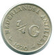 1/4 GULDEN 1970 NIEDERLÄNDISCHE ANTILLEN SILBER Koloniale Münze #NL11676.4.D.A - Nederlandse Antillen