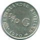 1/10 GULDEN 1970 ANTILLAS NEERLANDESAS PLATA Colonial Moneda #NL12987.3.E.A - Antilles Néerlandaises