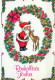 PAPÁ NOEL Animales NAVIDAD Fiesta Vintage Tarjeta Postal CPSM #PAK505.A - Santa Claus