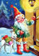 SANTA CLAUS ANIMALS CHRISTMAS Holidays Vintage Postcard CPSM #PAK464.A - Santa Claus