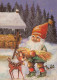 BABBO NATALE Animale Natale Vintage Cartolina CPSM #PAK461.A - Santa Claus