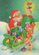 SANTA CLAUS ANIMALS CHRISTMAS Holidays Vintage Postcard CPSM #PAK765.A - Santa Claus