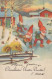 SANTA CLAUS Happy New Year Christmas GNOME Vintage Postcard CPSMPF #PKD390.A - Santa Claus