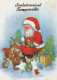 SANTA CLAUS ANIMALS CHRISTMAS Holidays Vintage Postcard CPSM #PAK635.GB - Santa Claus