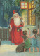 PAPÁ NOEL NIÑO NAVIDAD Fiesta Vintage Tarjeta Postal CPSM #PAK372.ES - Santa Claus