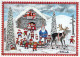 PAPÁ NOEL Animales NAVIDAD Fiesta Vintage Tarjeta Postal CPSM #PAK978.ES - Santa Claus