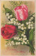 FLOWERS Vintage Postcard CPA #PKE730.GB - Blumen