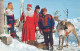 SANTA CLAUS Happy New Year Christmas DEER Vintage Postcard CPA #PKE037.GB - Santa Claus