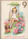 HAPPY BIRTHDAY 9 Year Old GIRL CHILDREN Vintage Postal CPSM #PBT857.GB - Compleanni