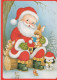 PÈRE NOËL Animaux NOËL Fêtes Voeux Vintage Carte Postale CPSM #PAK637.FR - Santa Claus
