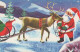 PAPÁ NOEL Feliz Año Navidad CIERVOS Vintage Tarjeta Postal CPA #PKE038.ES - Santa Claus